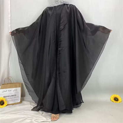 Women Split Abaya Open Front Kaftan Arab Long Robe