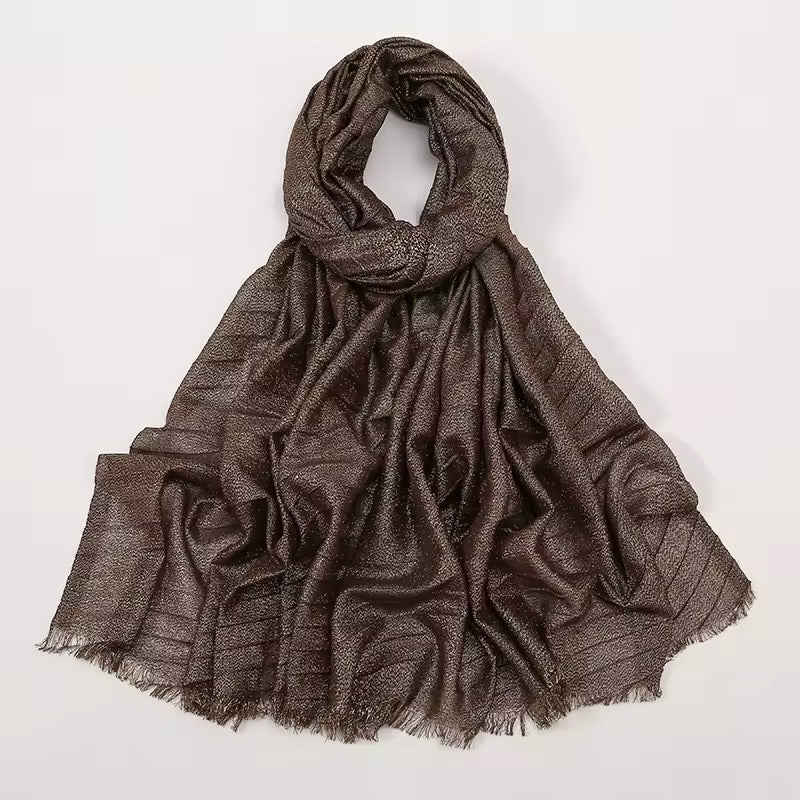 Women Glimmer Shiny Women Hijab Scarf Muslim Long Scarves Light Weight