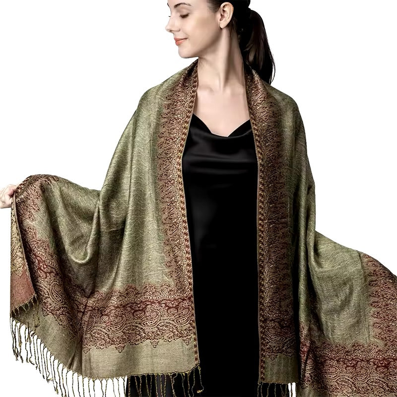 Luxury Women Classic Pashmina Cashmere Touch Bohemia Scarf - Warm Fringe Shawl