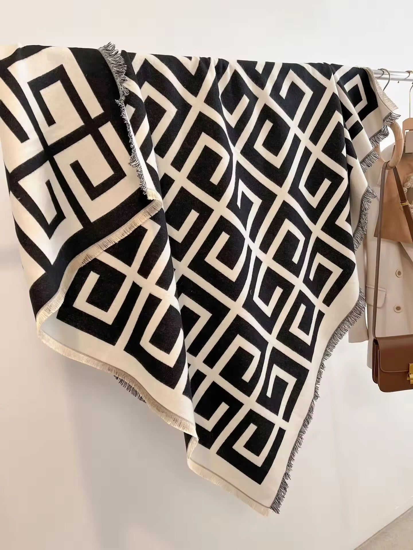 Women Luxurious Cashmere Touch Scarf - Warm Fringe Shawl