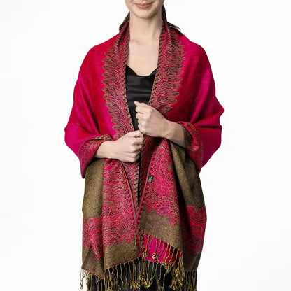 Luxury Women Classic Pashmina Cashmere Touch Bohemia Scarf - Warm Fringe Shawl
