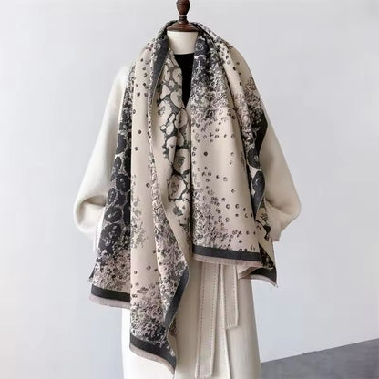 Leopard Print Scarf Thickened Warm Cashmere Double Sided Shawl Women Allure
