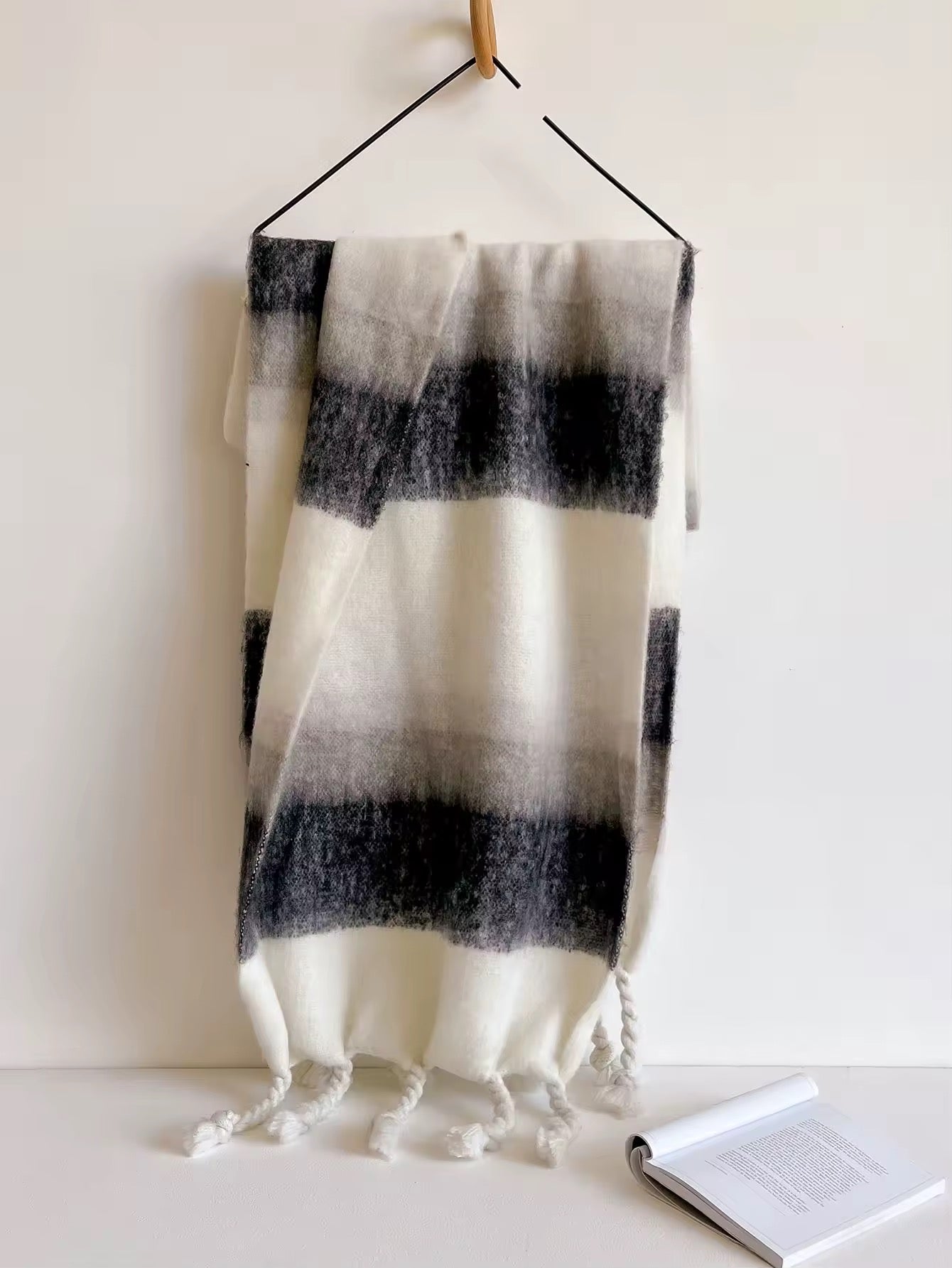 Women & Men Wool Autumn Winter Plaid Warmth Scarf Furry Mohair Shawl Women Woollen