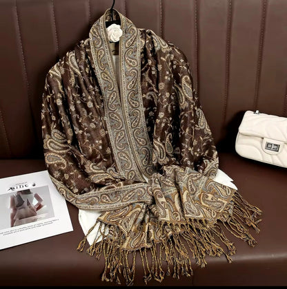 Luxury Women Classic Pashmina  Cashmere Touch Bohemia Scarf - Warm Fringe Shawl