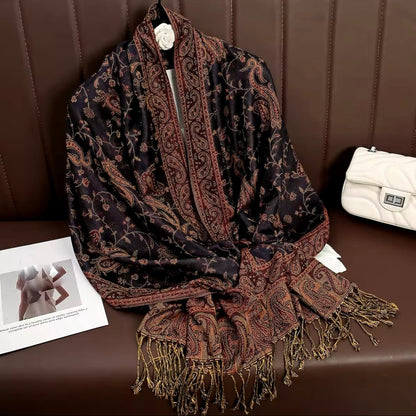Luxury Women Classic Pashmina  Cashmere Touch Bohemia Scarf - Warm Fringe Shawl