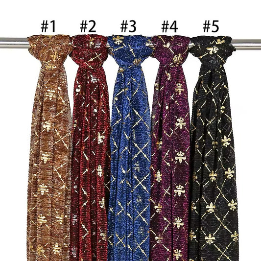Women Glimmer Shiny Women Hijab Scarf Muslim Long Scarves Light Weight