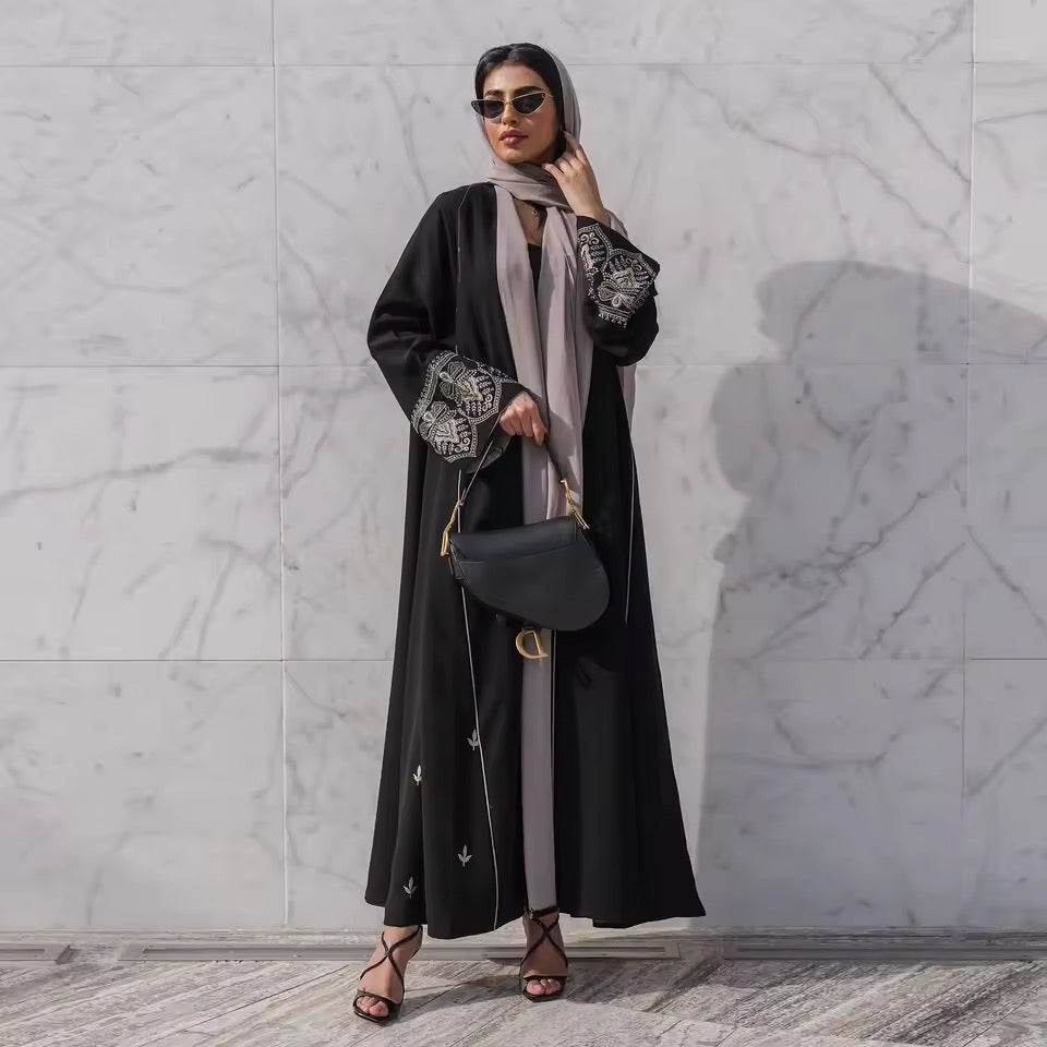 Split Women Black Abaya Modest Clothing Women Split Coat Abaya