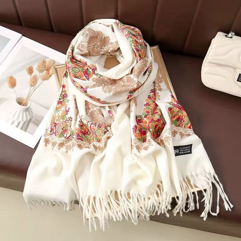 Women Embroidered Scarf Elegant and Versatile for Women Floral Shawl