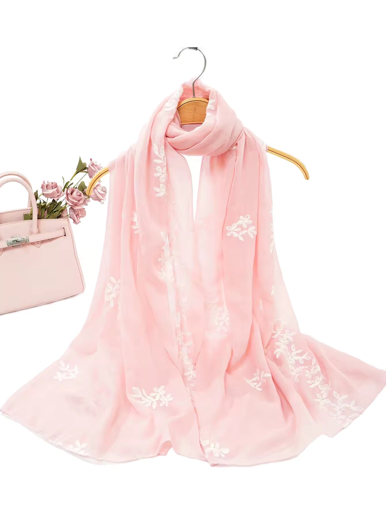 Women Embroidered Scarf Elegant and Versatile for Women Floral Shawl
