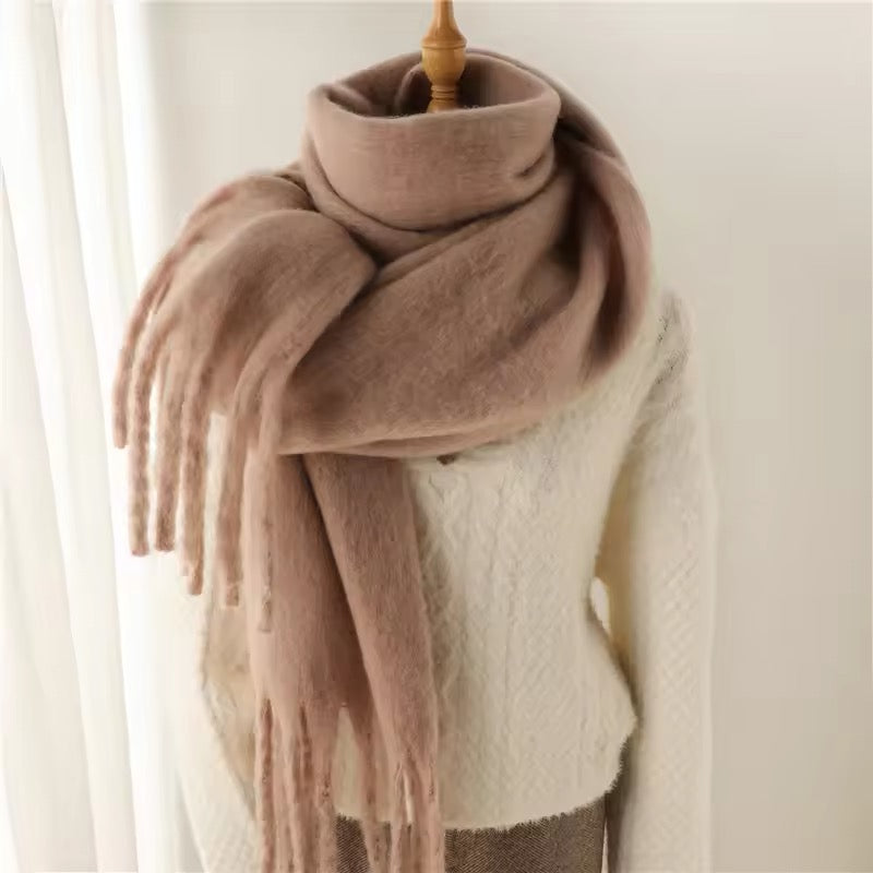 Men Wool & Women Woollen Cashmere Touch Scarf - Warm Fringe Shawl