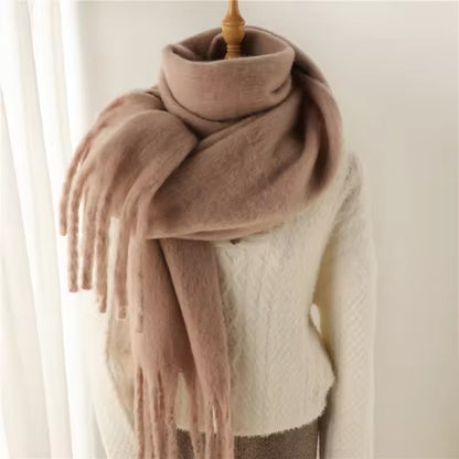 Men Wool & Women Woollen Cashmere Touch Scarf - Warm Fringe Shawl