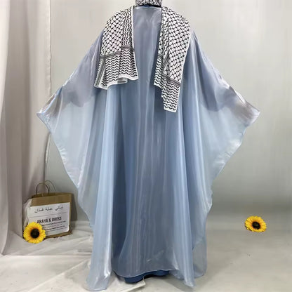 Women Split Abaya Open Front Kaftan Arab Long Robe