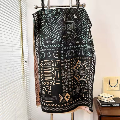 Women Luxurious Cashmere Touch Scarf - Warm Fringe Shawl