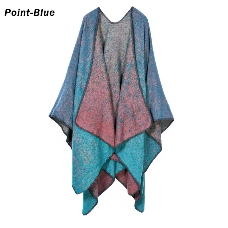 Cashmere Wool Cape Scarf Split Thickened Autumn and Winter Women Cape