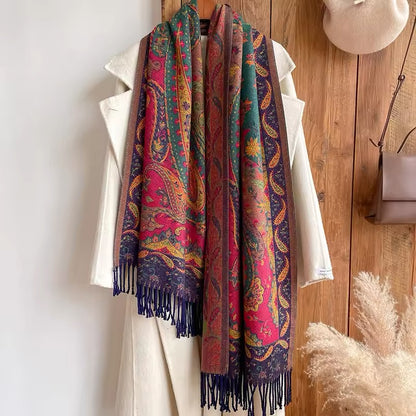 Luxury Women Classic Pashmina Cashmere Touch Scarf - Warm Fringe Pashmina Shawl