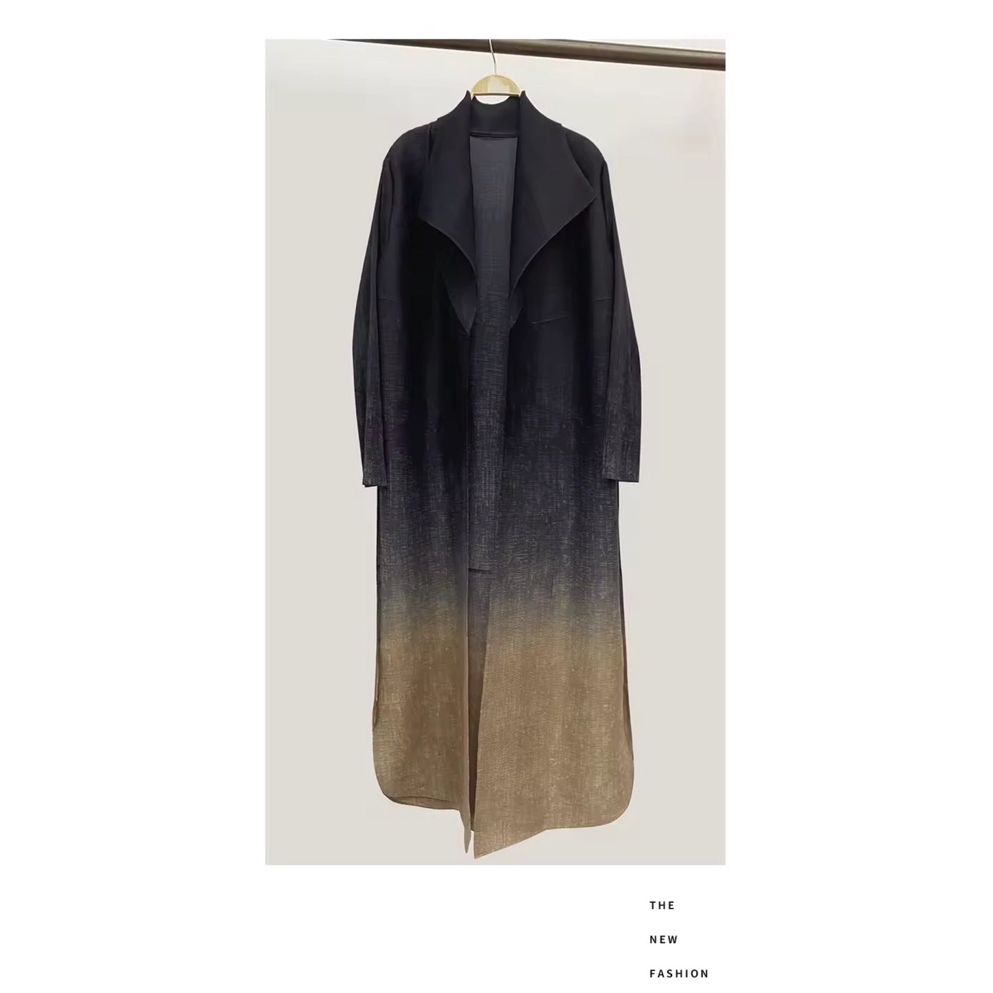 Women Split Abaya Fashion Open Front Long Coat Gradient Loose Design Trench Coat