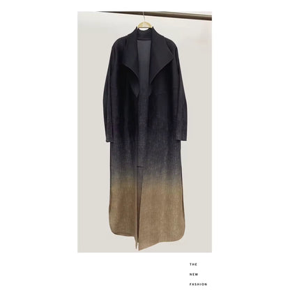 Women Split Abaya Fashion Open Front Long Coat Gradient Loose Design Trench Coat