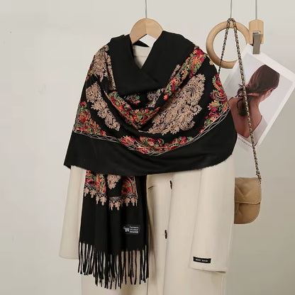 Women Embroidered Scarf Elegant and Versatile for Women Floral Shawl