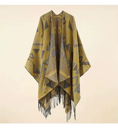 Cashmere Wool Cape Scarf Split Thickened Autumn and Winter Women Cape