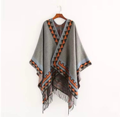 Cashmere Wool Cape Scarf Split Thickened Autumn and Winter Women Cape