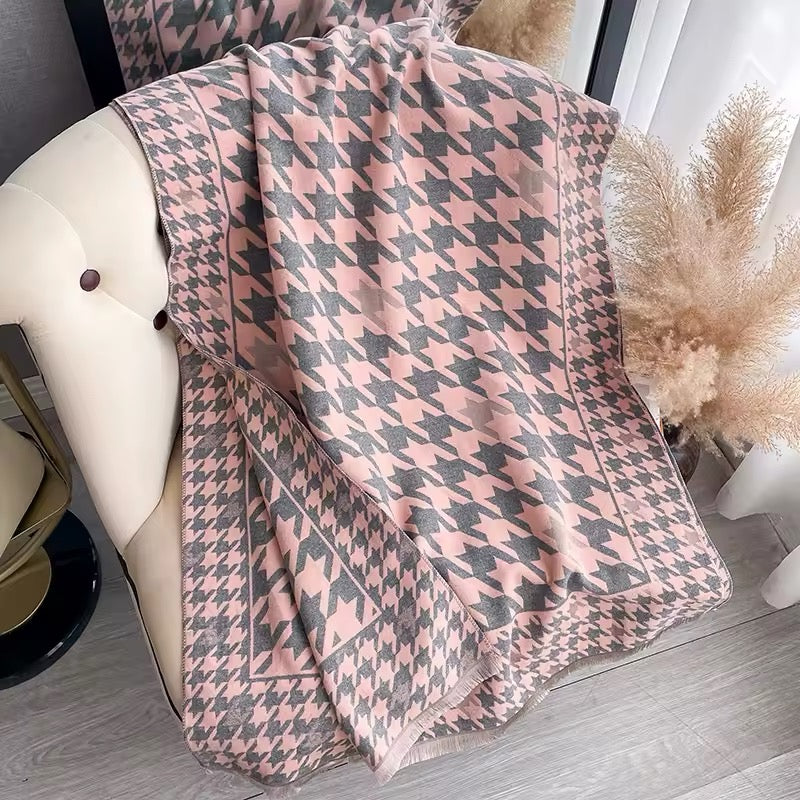 Women Luxurious Cashmere Touch Scarf - Warm Fringe Shawl