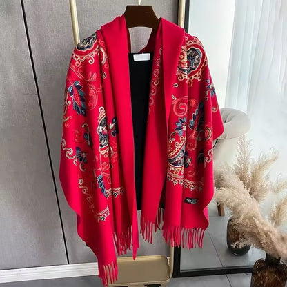 Women Embroidered Scarf Elegant and Versatile for Women Floral Long Shawl