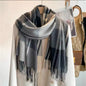 Men & Women Checked Pattern Cashmere Touch Scarf - Warm Fringe Shawl
