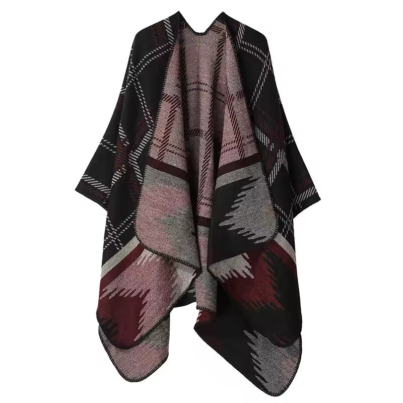 Cashmere Wool Cape Scarf Split Thickened Autumn and Winter Women Cape