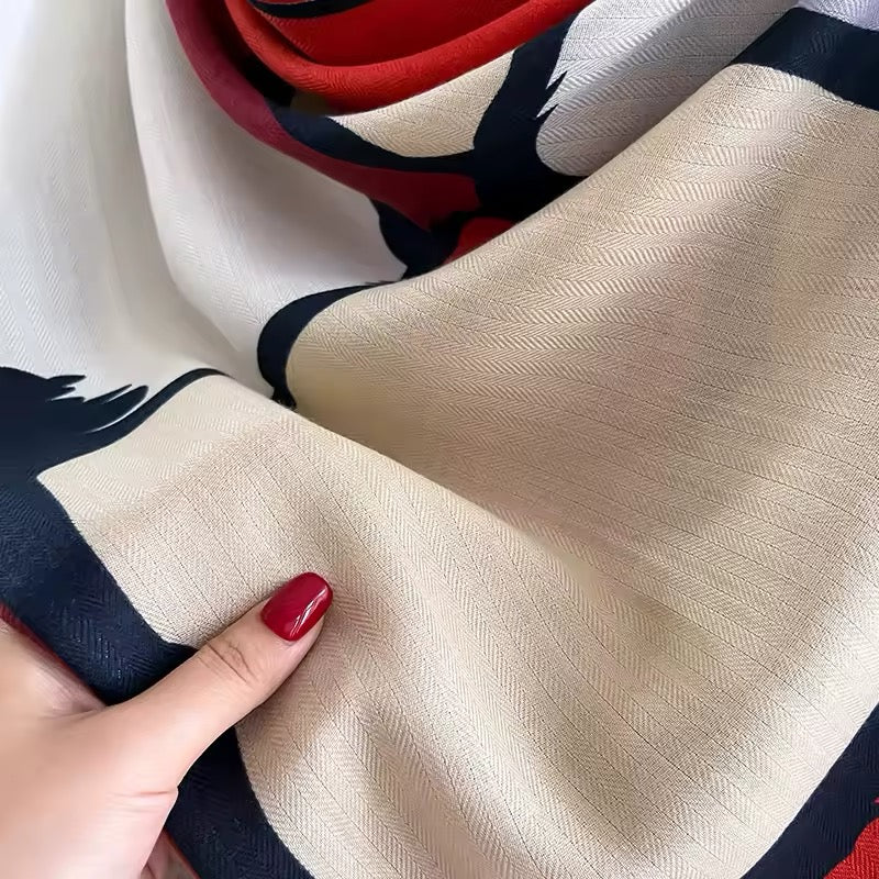 Women Luxurious Cashmere Touch Scarf - Warm Fringe Shawl