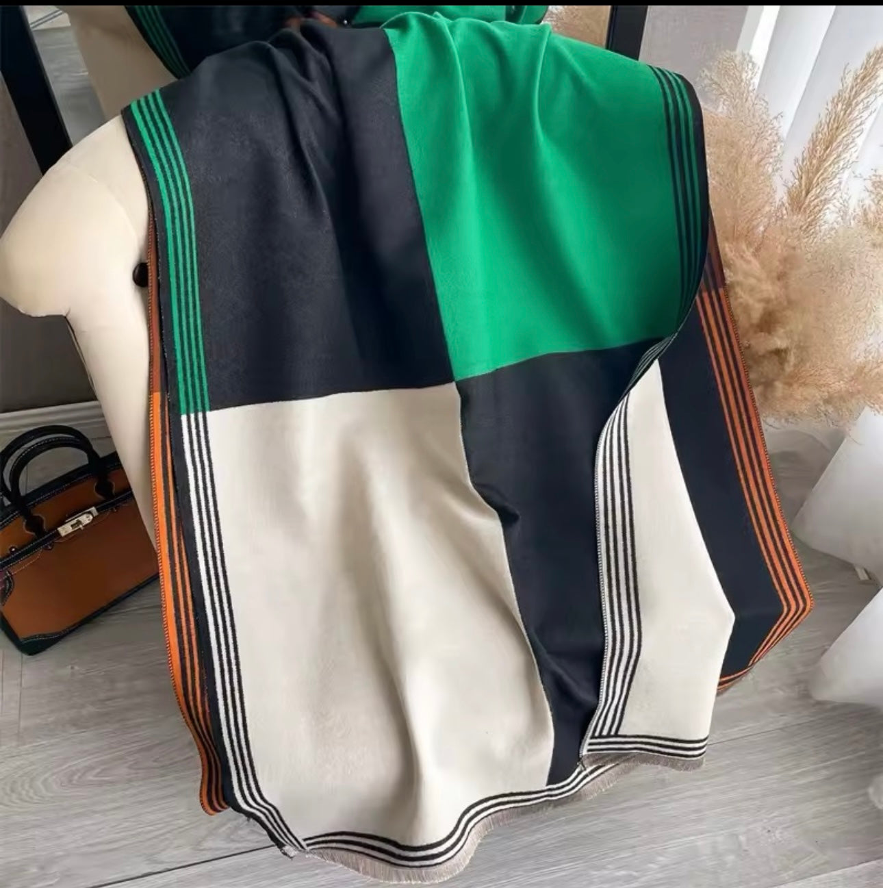 Women Luxurious Cashmere Touch Scarf - Warm Fringe Shawl