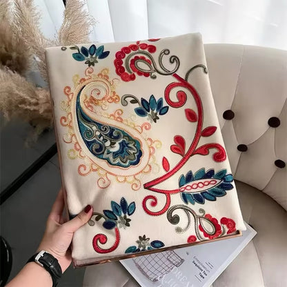 Women Embroidered Scarf Elegant and Versatile for Women Floral Long Shawl