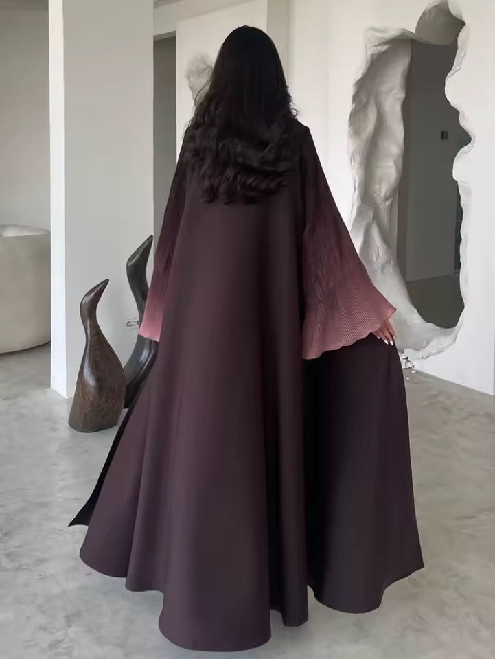 Women Split Abaya Open Front Kaftan Arab Long Robe