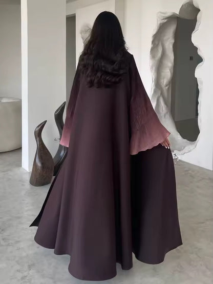 Women Split Abaya Open Front Kaftan Arab Long Robe