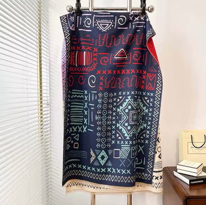 Women Luxurious Cashmere Touch Scarf - Warm Fringe Shawl