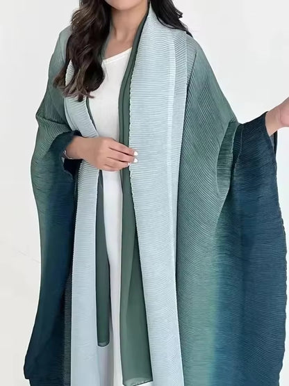Women Split Abaya Open Front Kaftan Arab Long Robe
