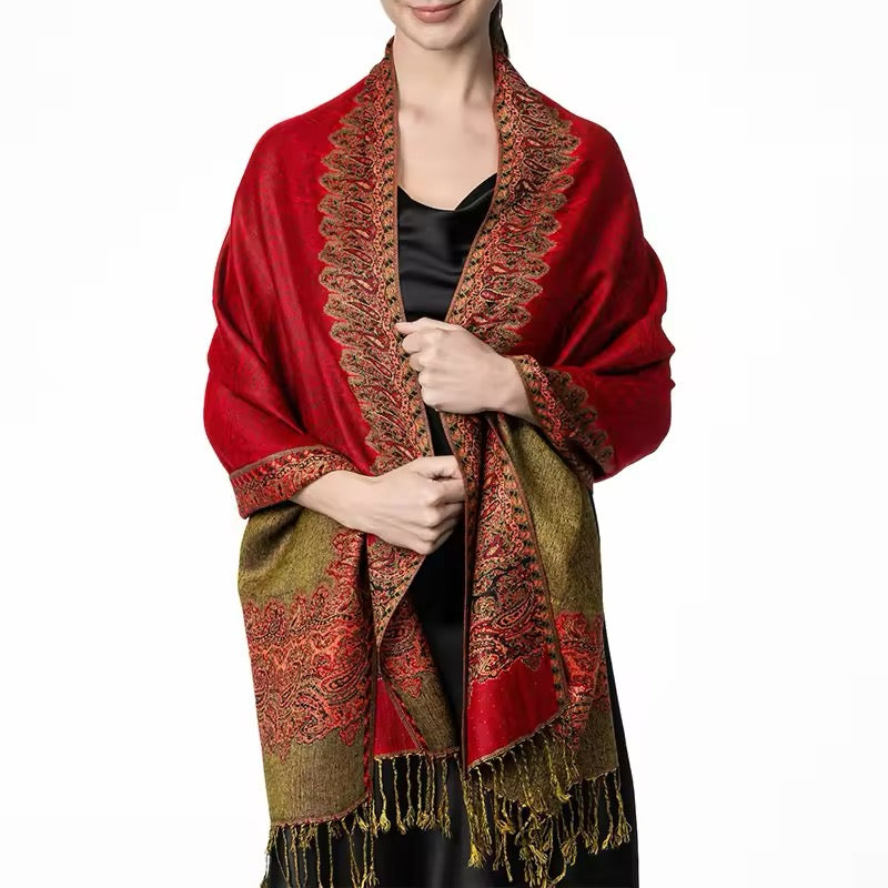 Luxury Women Classic Pashmina Cashmere Touch Bohemia Scarf - Warm Fringe Shawl