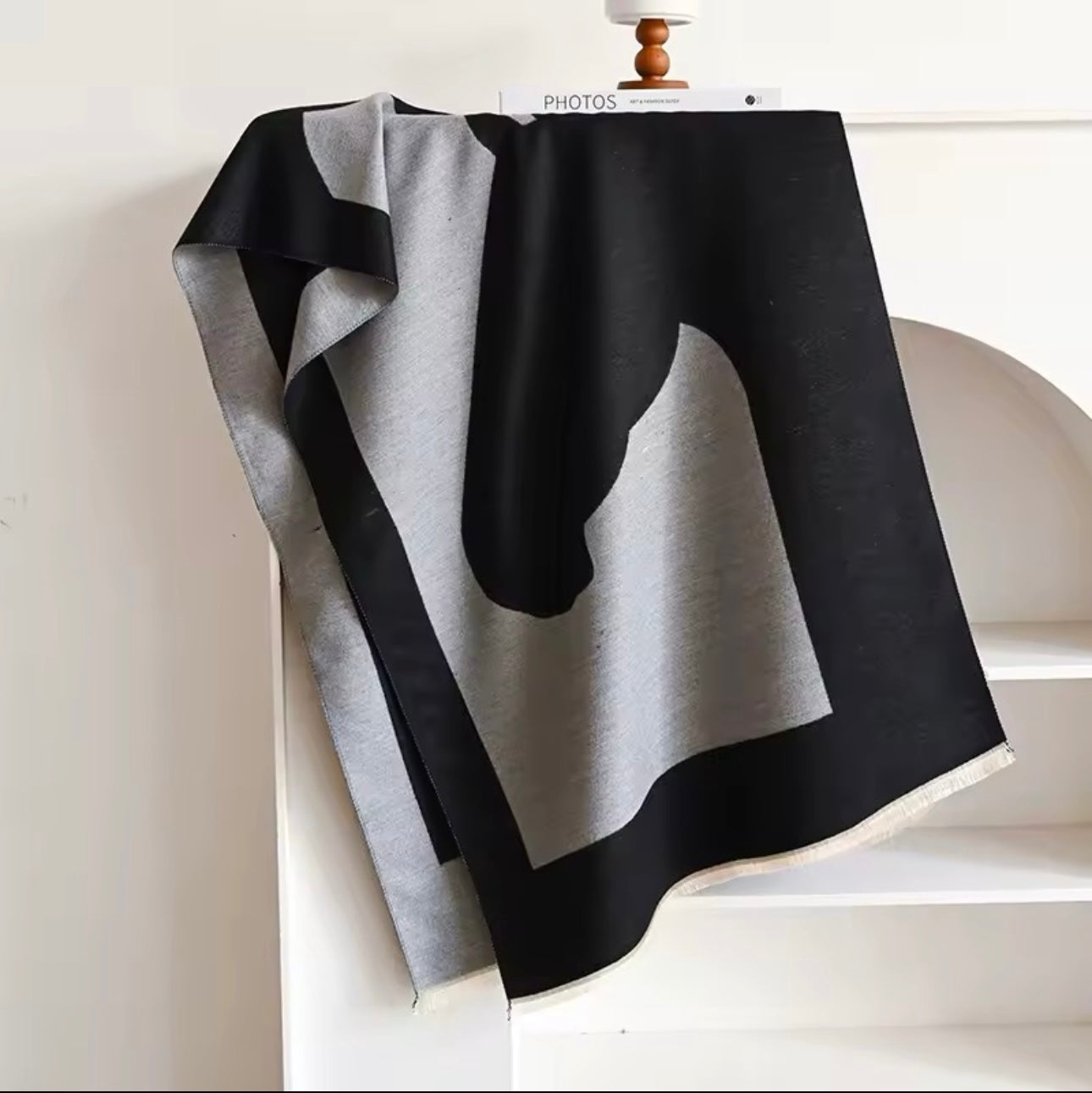 Luxury Women Limited Edition Horse Design Cashmere Touch Scarf - Warm Fringe Shawl