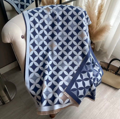 Women Luxurious Cashmere Touch Scarf - Warm Fringe Shawl