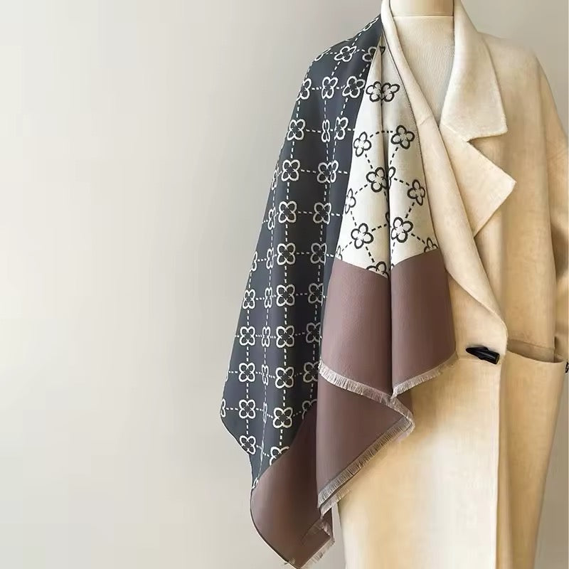 Women Luxurious Cashmere Touch Scarf - Warm Fringe Shawl