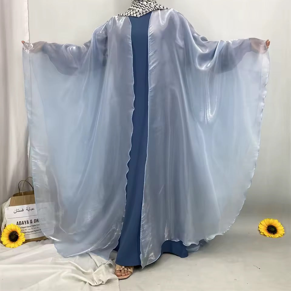 Women Split Abaya Open Front Kaftan Arab Long Robe