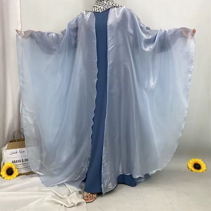 Women Split Abaya Open Front Kaftan Arab Long Robe