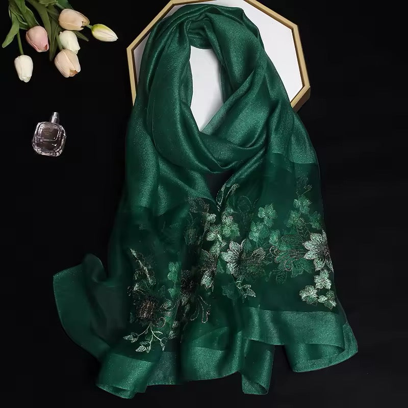 Women Embroidered Scarf Elegant and Versatile for Women Floral Shawl