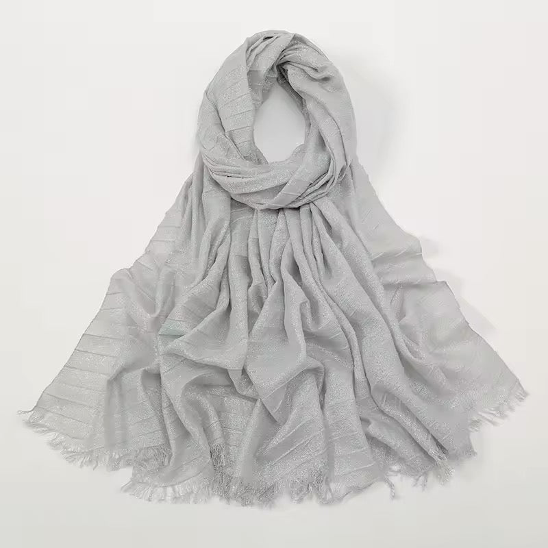Women Glimmer Shiny Women Hijab Scarf Muslim Long Scarves Light Weight