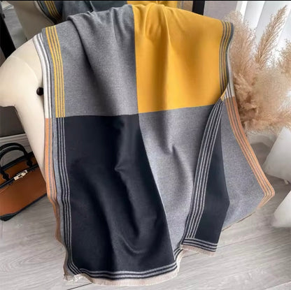 Women Luxurious Cashmere Touch Scarf - Warm Fringe Shawl