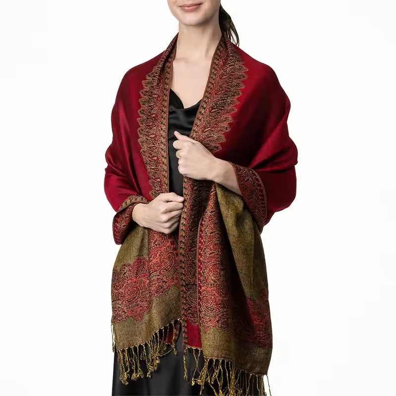 Luxury Women Classic Pashmina Cashmere Touch Bohemia Scarf - Warm Fringe Shawl