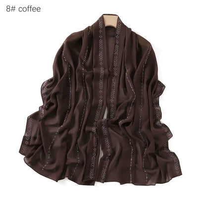 Women Glimmer Shiny Women Hijab Scarf Muslim Long Scarves Light Weight