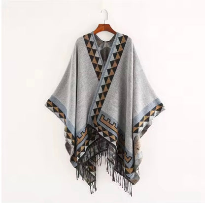 Cashmere Wool Cape Scarf Split Thickened Autumn and Winter Women Cape