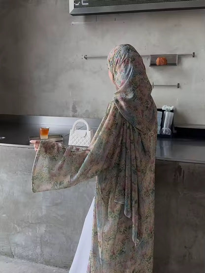 Women Split Abaya Open Front Kaftan Arab Long Robe