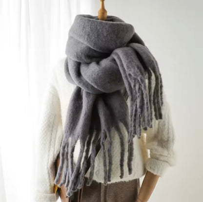 Men Wool & Women Woollen Cashmere Touch Scarf - Warm Fringe Shawl