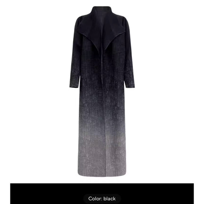 Women Split Abaya Fashion Open Front Long Coat Gradient Loose Design Trench Coat